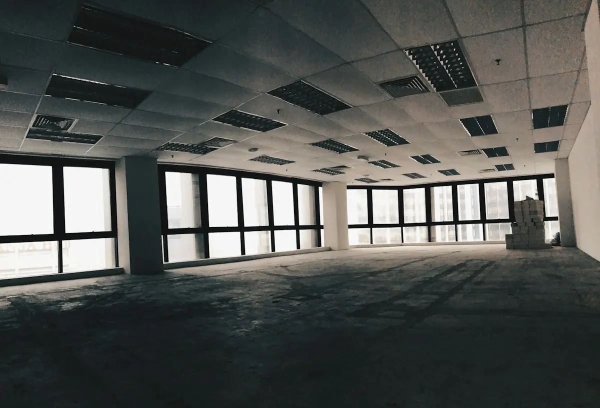 Vacant commercial office with windows